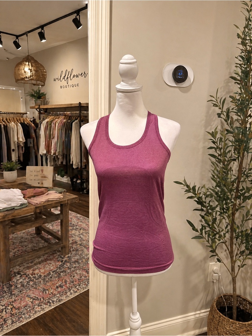 Lululemon Size 6 Purple Striped Racerback Tank Athletic Workout Top